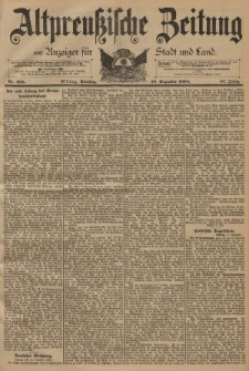 Altpreussische Zeitung, Nr. 295 Dienstag 18 Dezember 1894, 46. Jahrgang