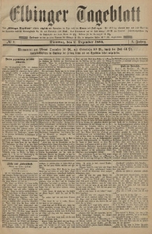 Elbinger Tageblatt, Nr. 1 Dienstag 2 Dezember 1884 1. Jahrgang