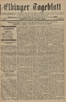 Elbinger Tageblatt, Nr. 3 Donnerstag 4 Dezember 1884 1. Jahrgang