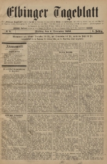 Elbinger Tageblatt, Nr. 4 Freitag 5 Dezember 1884 1. Jahrgang