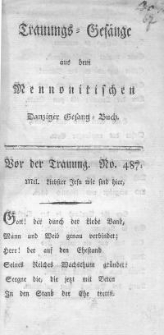 Trauungs-Gesänge aus dem Mennonitischen Danziger Gesang-Buch