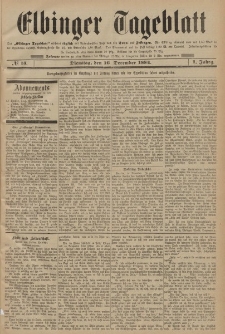 Elbinger Tageblatt, Nr. 13 Dienstag 16 Dezember 1884 1. Jahrgang