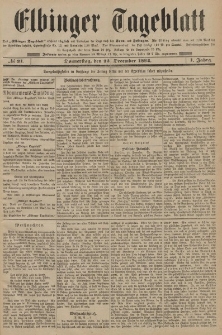 Elbinger Tageblatt, Nr. 21 Donnerstag 25 Dezember 1884 1. Jahrgang