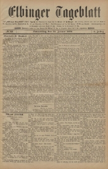 Elbinger Tageblatt, Nr. 12 Donnerstag 15 Januar 1885 2. Jahrgang