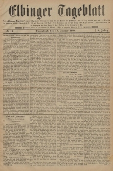 Elbinger Tageblatt, Nr. 14 Sonnabend 17 Januar 1885 2. Jahrgang