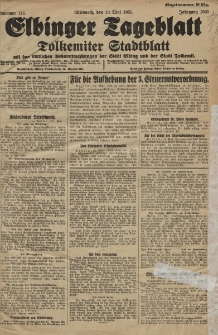 Elbinger Tageblatt, Nr. 111 Mittwoch 13 Mai 1925