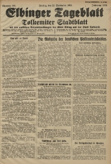 Elbinger Tageblatt, Nr. 225 Freitag 25 September 1925