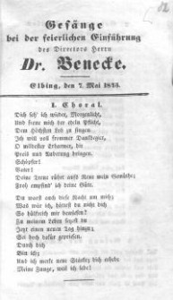 Gesänge bei der feierlichen Einführung des Directors Herrn Dr. Benecke