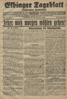 Elbinger Tageblatt, Nr. 279 Sonnabend 28 November 1925