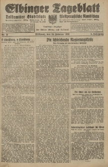 Elbinger Tageblatt, Nr. 39 Mittwoch 15 Februar 1928, 5. Jahrgang