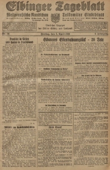Elbinger Tageblatt, Nr. 79 Freitag 5 April 1929, 6. Jahrgang