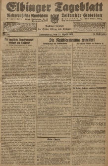 Elbinger Tageblatt, Nr. 84 Donnerstag 11 April 1929, 6. Jahrgang