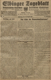 Elbinger Tageblatt, Nr. 91 Freitag 19 April 1929, 6. Jahrgang
