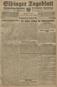 Elbinger Tageblatt, Nr. 92 Sonnabend 20 April 1929, 6. Jahrgang