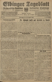 Elbinger Tageblatt, Nr. 93 Montag 22 April 1929, 6. Jahrgang