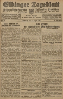 Elbinger Tageblatt, Nr. 95 Mittwoch 24 April 1929, 6. Jahrgang