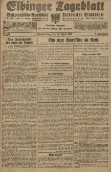 Elbinger Tageblatt, Nr. 96 Donnerstag 25 April 1929, 6. Jahrgang