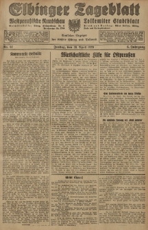 Elbinger Tageblatt, Nr. 97 Freitag 26 April 1929, 6. Jahrgang