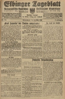 Elbinger Tageblatt, Nr. 115 Sonnabend 18 Mai 1929, 6. Jahrgang