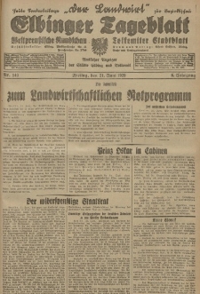 Elbinger Tageblatt, Nr. 143 Freitag 21 Juni 1929, 6. Jahrgang