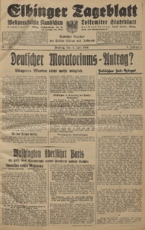 Elbinger Tageblatt, Nr. 153 Freitag 3 Juli 1931, 8. Jahrgang