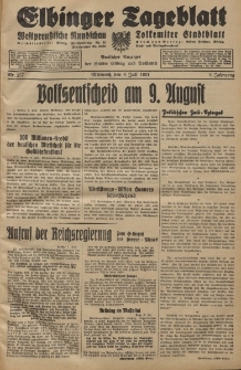 Elbinger Tageblatt, Nr. 157 Mittwoch 8 Juli 1931, 8. Jahrgang