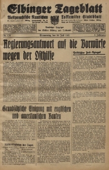 Elbinger Tageblatt, Nr. 176 Donnerstag 30 Juli 1931, 8. Jahrgang