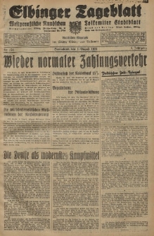 Elbinger Tageblatt, Nr. 178 Sonnabend 1 August 1931, 8. Jahrgang