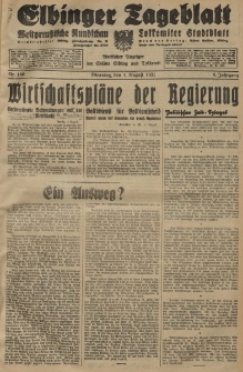 Elbinger Tageblatt, Nr. 180 Dienstag 4 August 1931, 8. Jahrgang