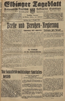 Elbinger Tageblatt, Nr. 183 Freitag 7 August 1931, 8. Jahrgang