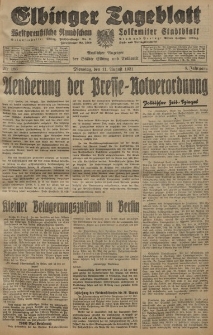 Elbinger Tageblatt, Nr. 186 Dienstag 11 August 1931, 8. Jahrgang