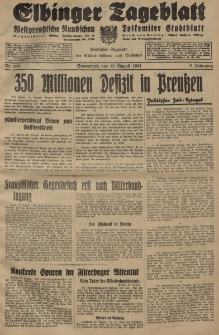 Elbinger Tageblatt, Nr. 190 Sonnabend 15 August 1931, 8. Jahrgang