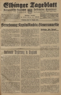 Elbinger Tageblatt, Nr. 198 Dienstag 25 August 1931, 8. Jahrgang