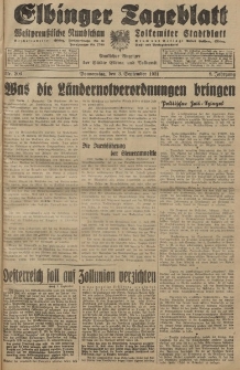 Elbinger Tageblatt, Nr. 206 Donnerstag 3 September 1931, 8. Jahrgang