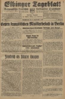 Elbinger Tageblatt, Nr. 208 Sonnabend 5 September 1931, 8. Jahrgang