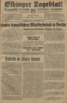 Elbinger Tageblatt, Nr. 208 Sonnabend 5 September 1931, 8. Jahrgang
