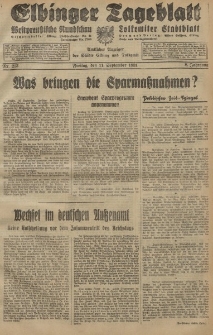 Elbinger Tageblatt, Nr. 213 Freitag 11 September 1931, 8. Jahrgang