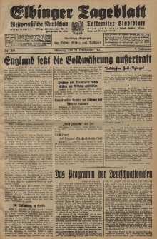Elbinger Tageblatt, Nr. 221 Montag 21 September 1931, 8. Jahrgang