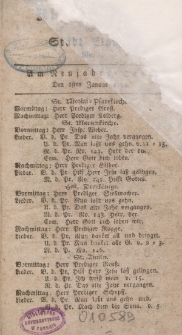 Kirchenzettel der Stadt Elbing, Nr. 1, 1 Januar 1799
