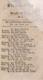 Kirchenzettel der Stadt Elbing, Nr. 5, 27 Januar 1799