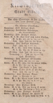 Kirchenzettel der Stadt Elbing, Nr. 7, 10 Februar 1799