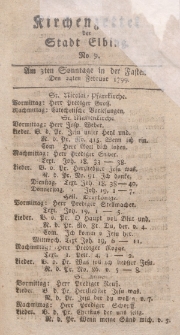 Kirchenzettel der Stadt Elbing, Nr. 9, 24 Februar 1799