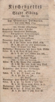 Kirchenzettel der Stadt Elbing, Nr. 12, 17 März 1799