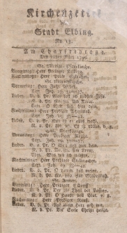 Kirchenzettel der Stadt Elbing, Nr. 13, 22 März 1799