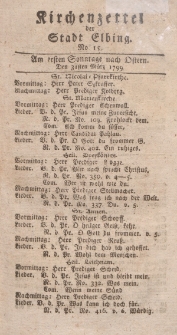 Kirchenzettel der Stadt Elbing, Nr. 15, 31 März 1799