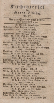 Kirchenzettel der Stadt Elbing, Nr. 17, 14 April 1799