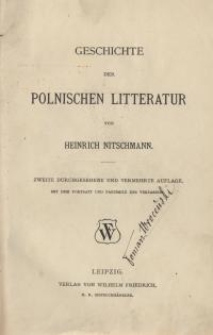 Geschichte der polnischen Litteratur. Bd. II.