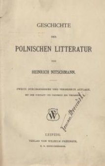 Geschichte der polnischen Litteratur. Bd. II.