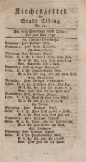 Kirchenzettel der Stadt Elbing, Nr. 22, 5 Mai 1799