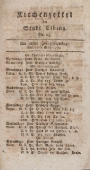 Kirchenzettel der Stadt Elbing, Nr. 23, 12 Mai 1799